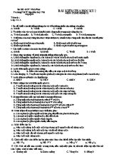 Bài kiểm tra học kỳ môn Công nghệ 12 - Trường THPT Nguyễn Duy Thì